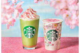 【スタバ新作メニュー】「花見抹茶 クリーム フラペチーノ」「花見 ブロンド ラテ」人気ビバレッジを春らしくアレンジ 画像