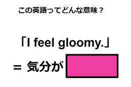 この英語ってどんな意味？「I feel gloomy. 」