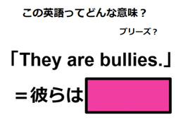 この英語ってどんな意味？「They are bullies. 」