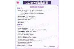 「2025 FNS歌謡祭 夏」タイムテーブル公開 画像