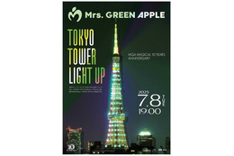 Mrs. GREEN APPLE、1日限りで東京タワーライトアップ アーティストロゴ投影は史上初の快挙 画像