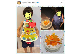 小倉優子、“おしゃべりで社交的”三男の5歳バースデーSHOTを公開「ハグしては泣いて…」