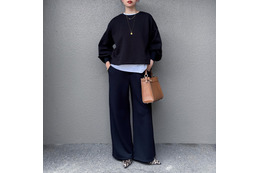 着心地ときちんと感を両立。【GU】きれい見えスウェットパンツが良い！【40代の毎日コーデ】