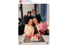 住谷杏奈、家族4人でパシャリ！夫・レイザーラモンHGの50歳誕生日を祝福「無理せずにお仕事頑張って」