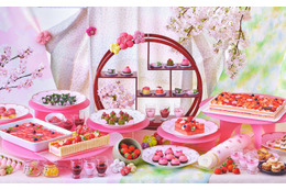 都ホテル京都八条で「いちごとさくら」ブッフェ、ケーキに餡ロールなど華やかな和洋スイーツ 画像