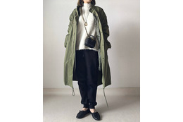 【ユニクロ】ボアスウェットがやっぱり暖かい×ミリタリーコートでこなれ感たっぷりの大人カジュアルに【40代の毎日コーデ】