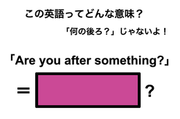 この英語ってどんな意味？「Are you after something?」