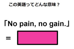 この英語ってどんな意味？「No pain, no gain.」