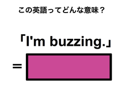 この英語ってどんな意味？「I’m buzzing.」