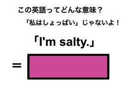 この英語ってどんな意味？「I’m salty.」