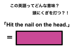 この英語ってどんな意味？「Hit the nail on the head.」