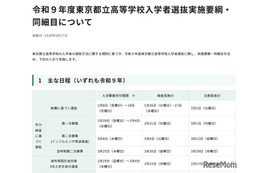 【高校受験2027】都立高選抜要綱を公表…調査書点なし「10:0」導入も