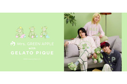 Mrs. GREEN APPLE、ジェラピケと初コラボ オリジナルキャラ“グリベア”があしらわれたルームウェア・ルームシューズなど展開