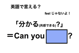 英語で「分かる(共感できる)？」は何て言う？