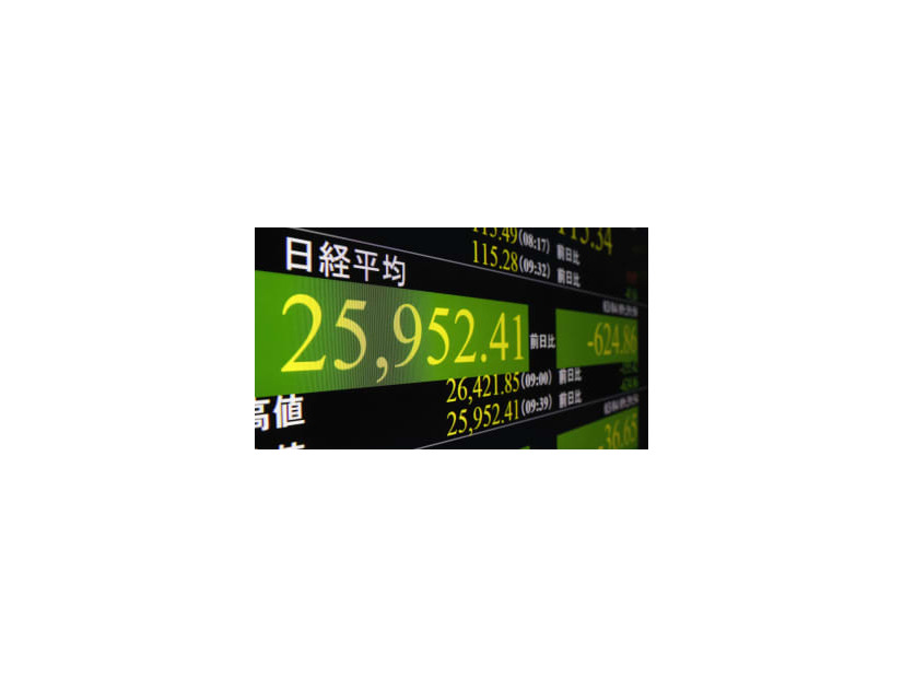 節目の2万6000円を割り込んだ日経平均株価を示すボード＝4日午前、東京・東新橋