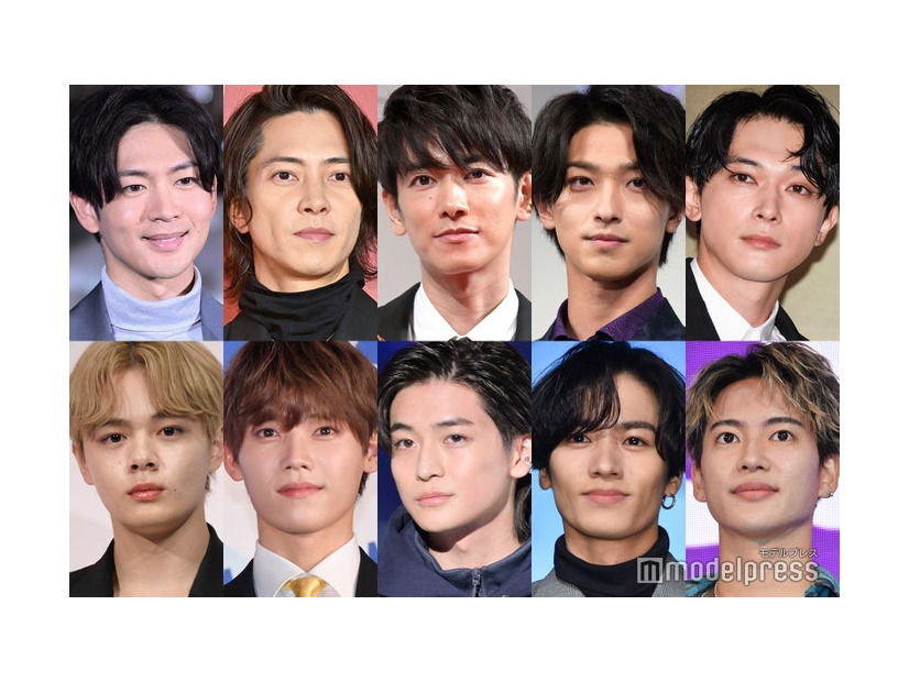 （上段左から）松下洸平、山下智久、佐藤健、横浜流星、吉沢亮（下段左から）鶴房汐恩、木村柾哉、高橋文哉、川村壱馬、三山凌輝（C）モデルプレス