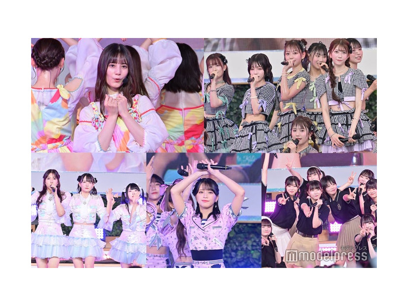 （左上から時計回りで）日向坂46、AKB48、≒JOY、＝LOVE、≠ME（C）モデルプレス