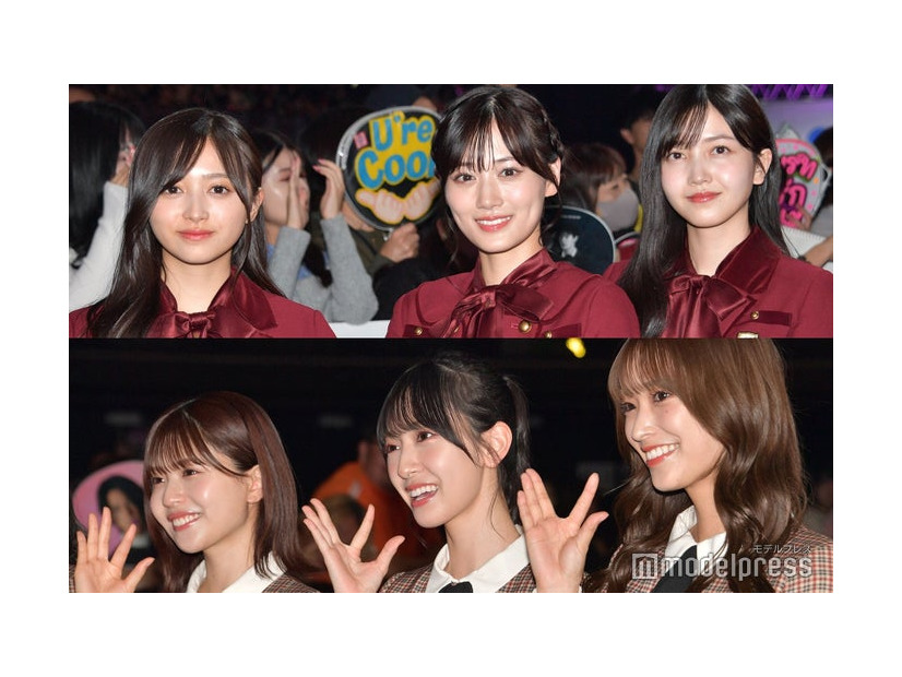 井上和、山下美月、久保史緒里／乃木坂46、松田好花、金村美玖、佐々木久美／日向坂46（C）モデルプレス