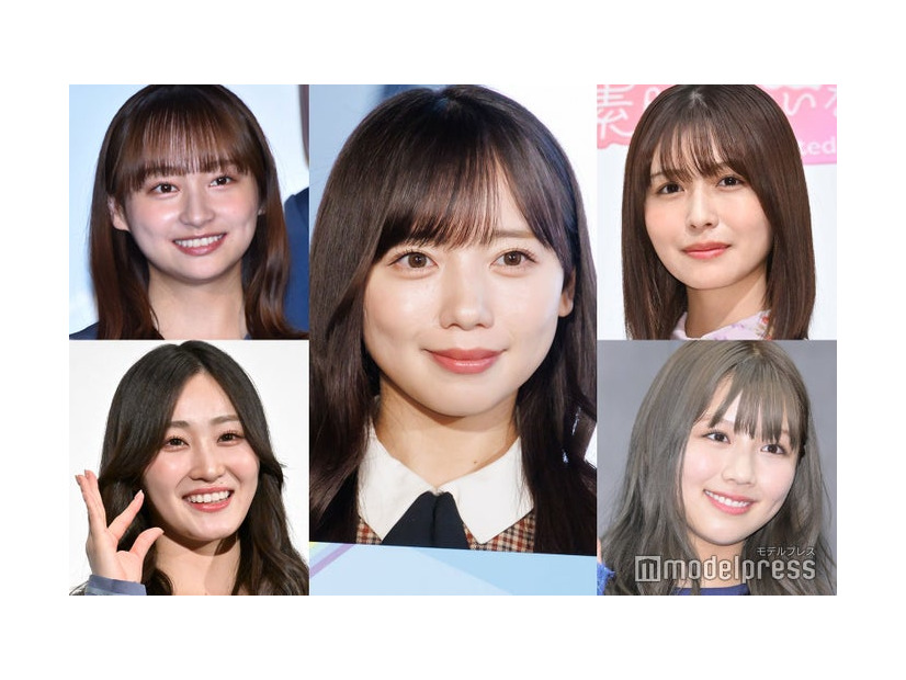 （上段左から時計回りに）影山優佳、齊藤京子、長濱ねる、渡邉美穂、潮紗理菜（C）モデルプレス