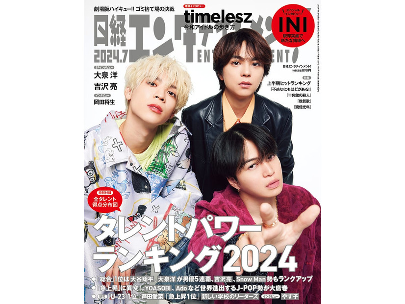 「日経エンタテインメント！」7月号（6月4日発売）表紙：timelesz（画像提供：日経BP社）