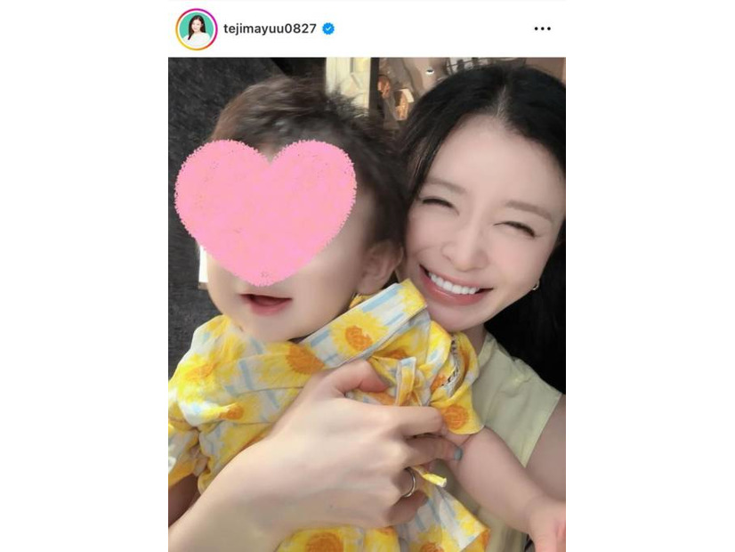 手島優、甚平姿の息子と笑顔でパシャリ！親子2SHOTに反響「こんな可愛いママいる？」「美しい！」