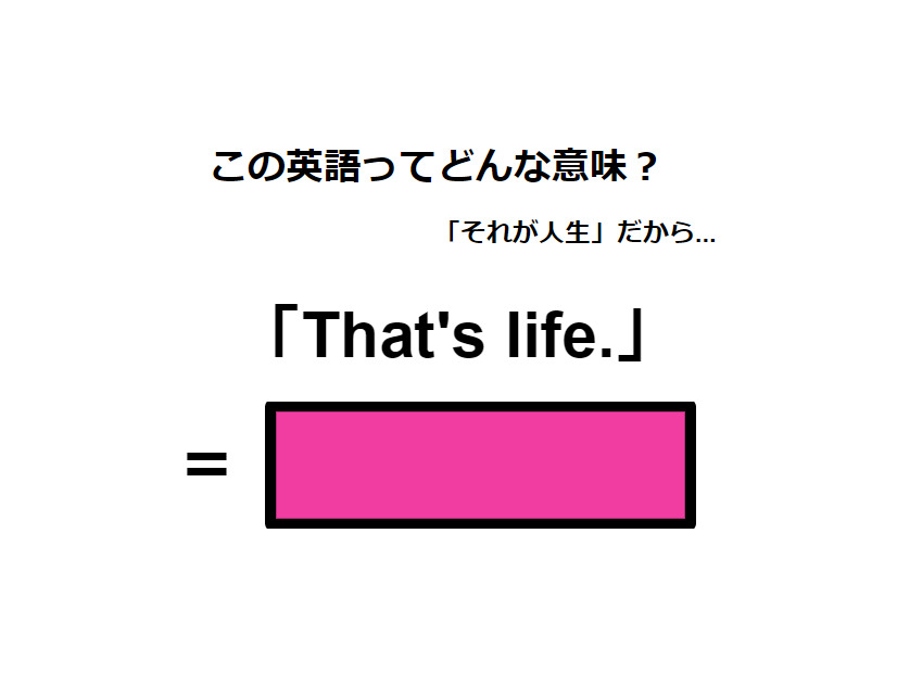 この英語ってどんな意味？「That’s life. 」