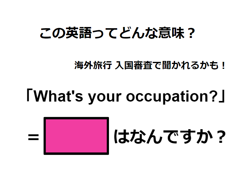 この英語ってどんな意味？「What’s your occupation?」