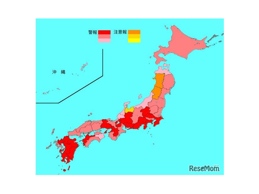 インフルエンザ流行レベルマップ（2024年第51週）