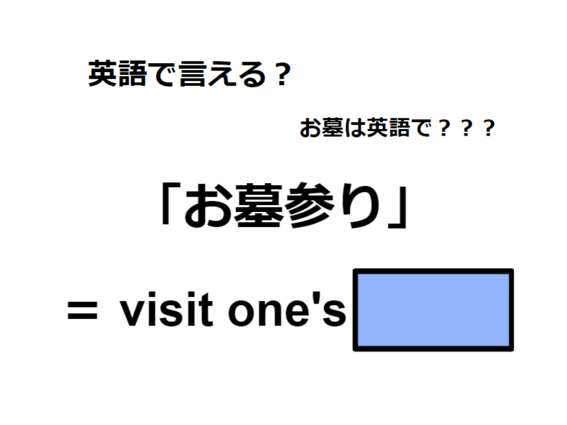 英語で「お墓参り」はなんて言う？