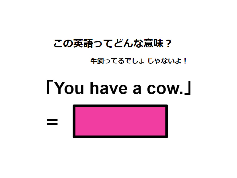 この英語ってどんな意味？「You have a cow. 」