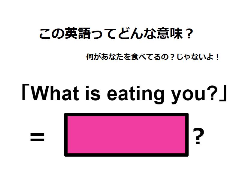 この英語ってどんな意味？「What is eating you? 」