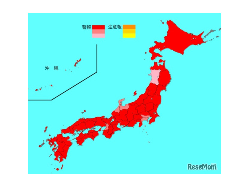 インフルエンザ流行レベルマップ（2025年第2週）