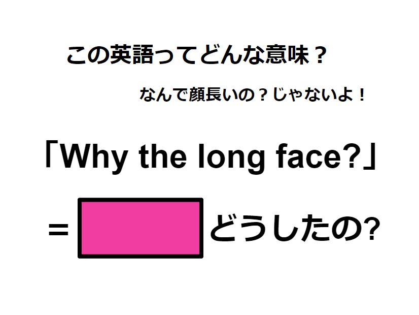 この英語ってどんな意味？「Why the long face?」