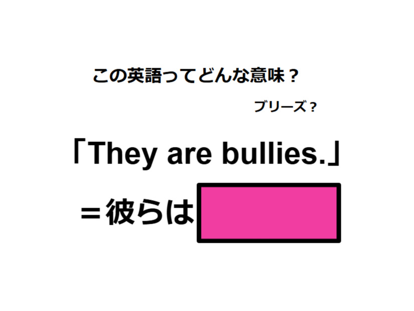 この英語ってどんな意味？「They are bullies. 」