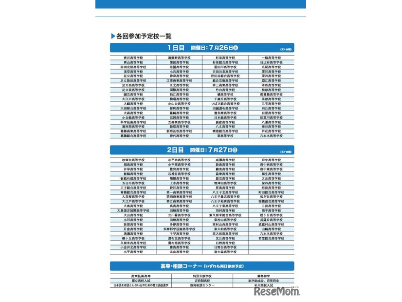 参加予定校一覧