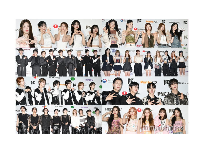 （左から時計回りに）バン・ジミン、QWER、KiiiKiii、ME:I、HIGHLIGHT、ODD YOUTH、CRAVITY、TWS、ZEROBASEONEME:I（C）モデルプレス