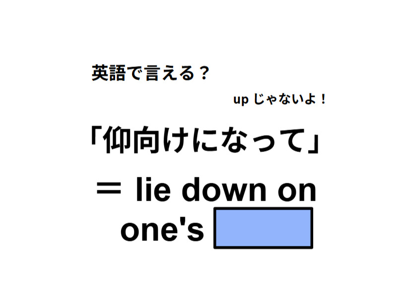 英語で「仰向けになって」はなんて言う？