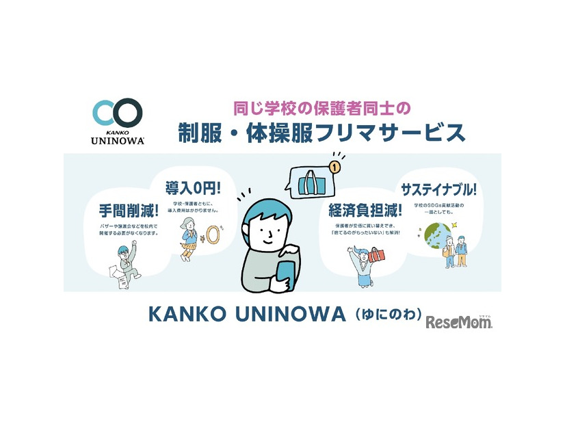 保護者同士が制服・体操服を売買できるフリマサービス「KANKO UNINOWA（ゆにのわ）」