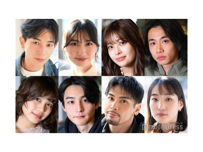 （左上から時計回りに）島村雄大、朝井瞳子、カナカ、木谷生、マホ、櫻田有、面高ケンスケ、朝日ななみ（C）モデルプレス
