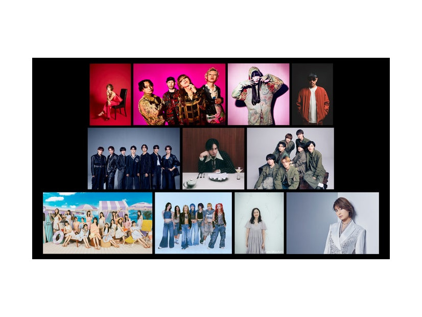 （上段左から）鈴木亜美、SUPER BEAVER、Daoko、DOZAN11 aka 三木道三（中段左から）Travis Japan、中島健人、なにわ男子（下段左から）乃木坂46、HANA、原田知世、氷川きよし（提供写真）