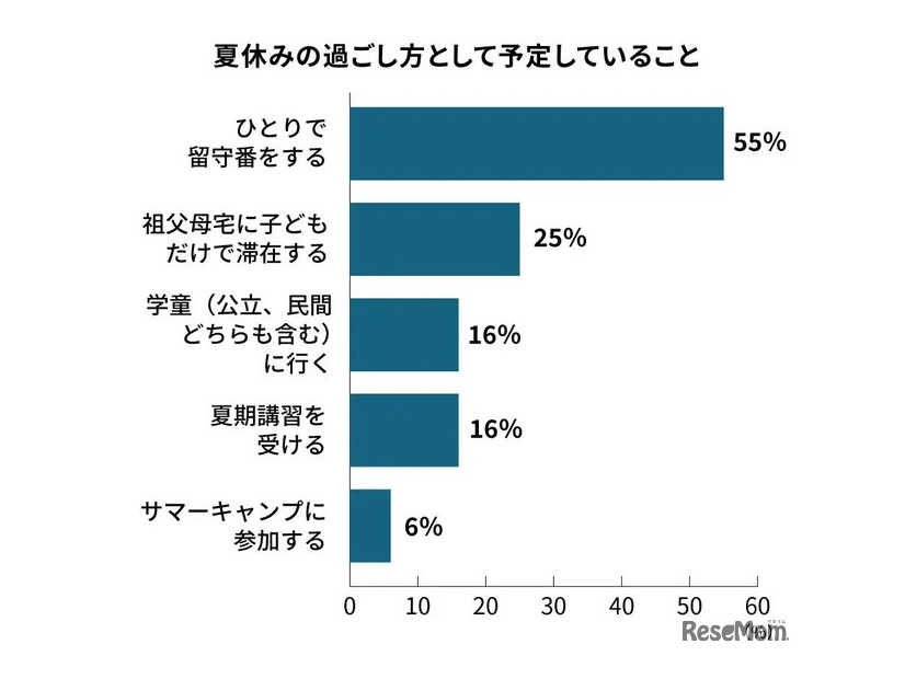 小学生の夏休みの過ごし方として予定していること