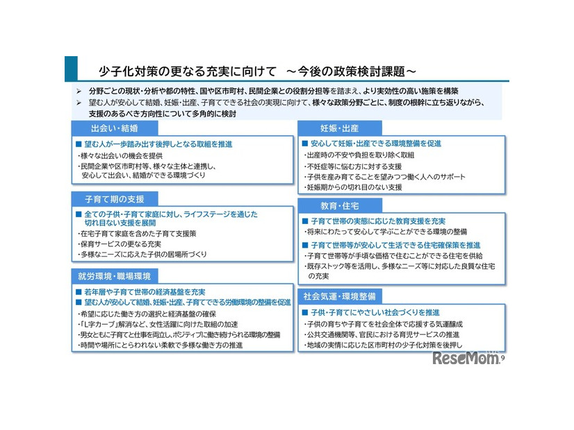 少子化対策のさらなる充実に向けて ～今後の政策検討課題～