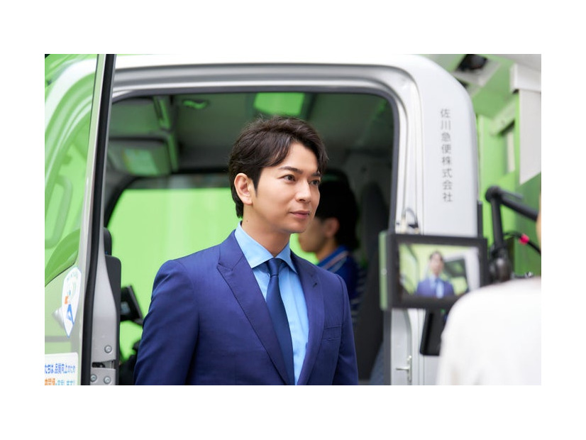 松本潤／新TVCM「今日も、SAGAWA がいます。」篇メイキングより（提供写真）