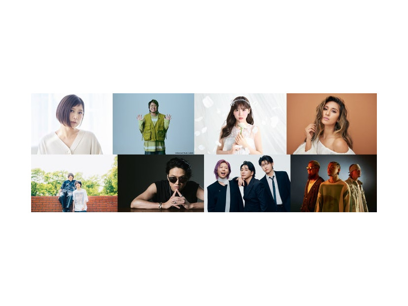 （上段左から）絢香、こっちのけんと、櫻井優衣、シェネル（下段左から）セカンドバッカー、Hilcrhyme、Mrs. GREEN APPLE、WANIMA（提供写真）