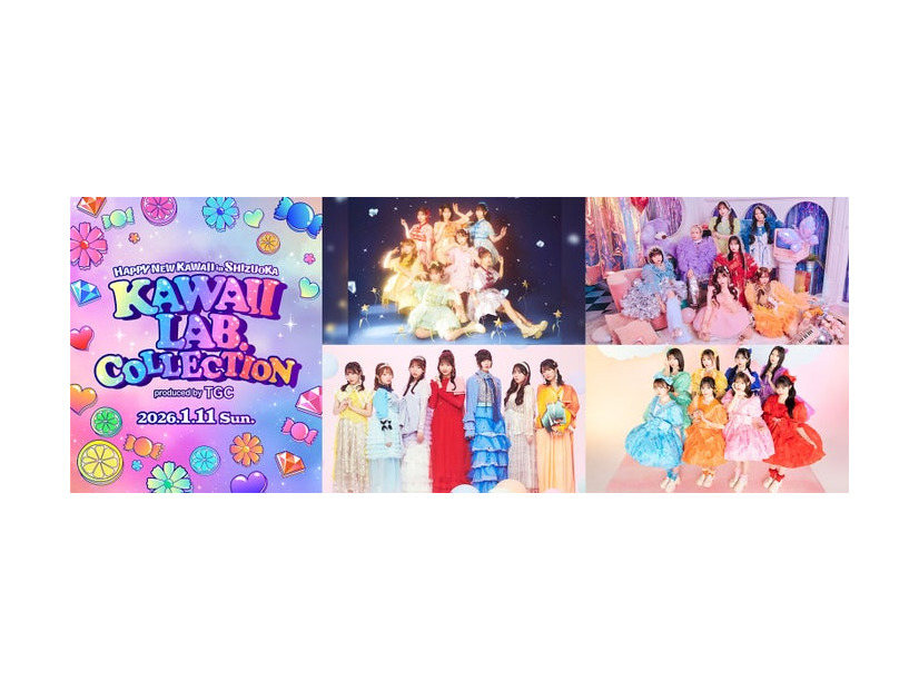 （左から時計まわりに）「KAWAII LAB. COLLECTION produced by TGC」ビジュアル、FRUITS ZIPPER、CANDY TUNE、CUTIE STREET、SWEET STEADY（提供写真）