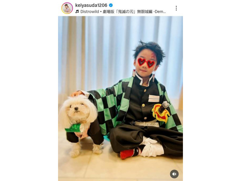 保田圭、7歳息子が炭治郎に変身！ハロウィン仮装SHOTに「再現度めちゃくちゃ高い」の声