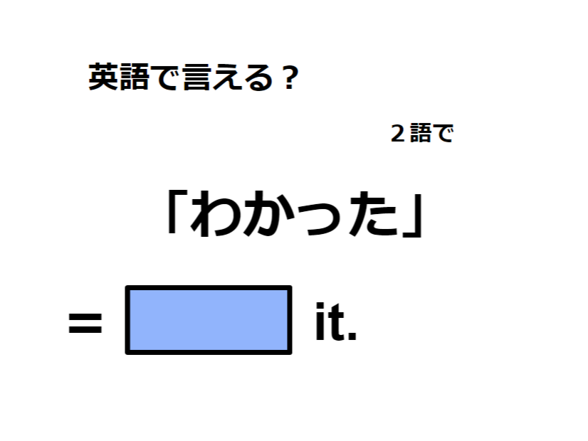 英語で「わかった」は何て言う？