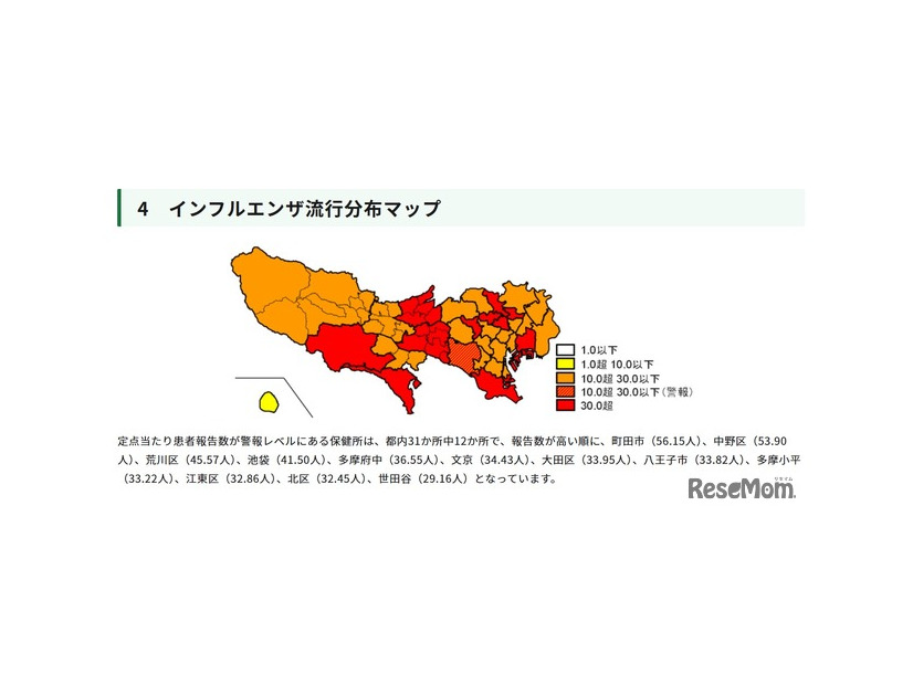 東京都インフルエンザ流行分布マップ