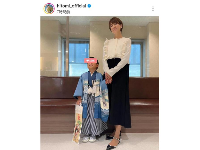hitomi、袴姿の5歳三男とパシャリ！七五三SHOT公開「しかしおっきくなったな～」
