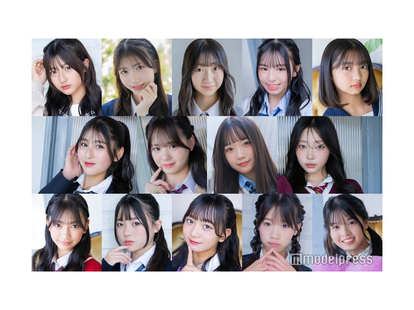 「JCミスコン2025」ファイナリスト（上段左から）のあ、あいさ、紗英、みこと、えま（中段左から）そら、さら、しおん、るう（下段左から）ほの、あいら、みゆあ、こと、あいる（C）モデルプレス